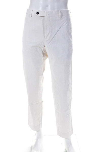PT Torino Mens Slim Fit Stretch Tapered Flat Front Dress Pants White Size IT 52