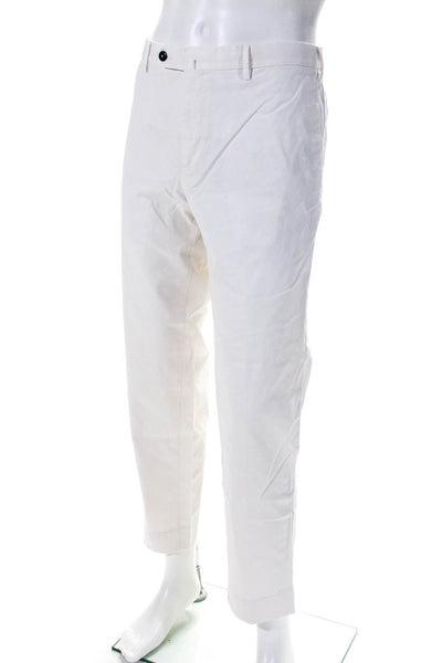 PT Torino Mens Slim Fit Stretch Tapered Flat Front Dress Pants White Size IT 52