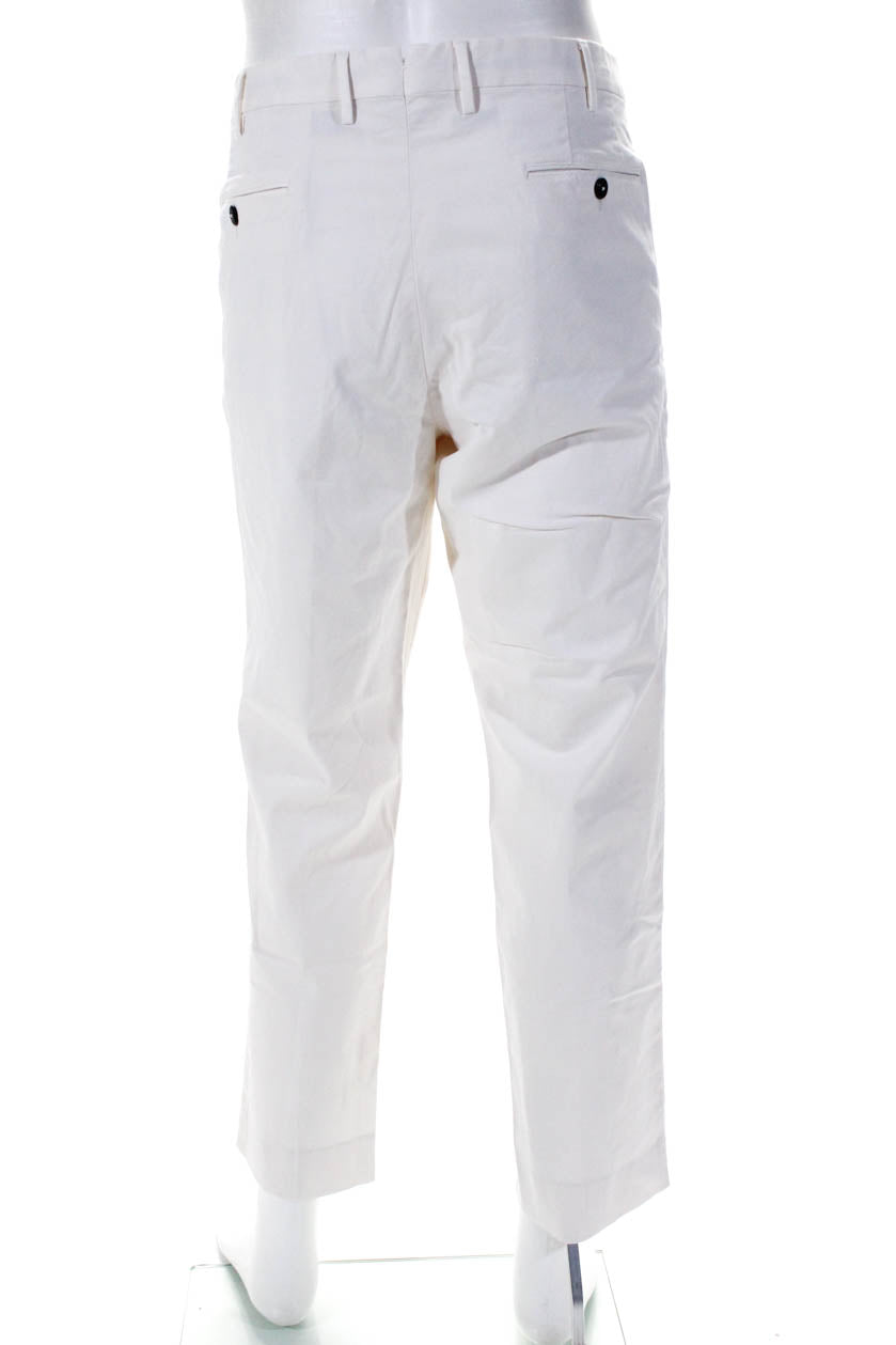White stretch flat-front Women Dress Pants