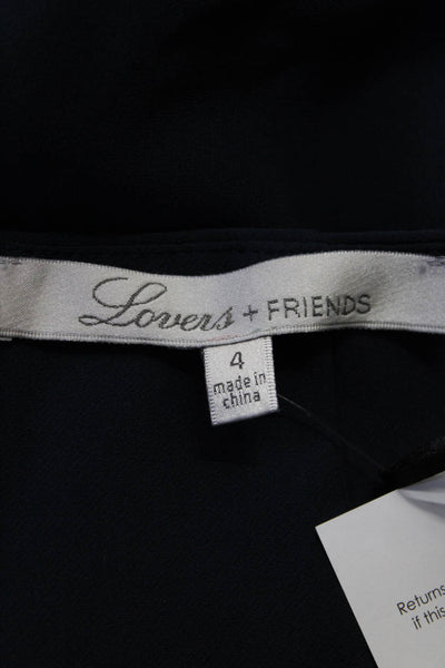 Lovers + Friends Women's Sleeveless V Neck Front Slit Maxi Dress Navy Size 4