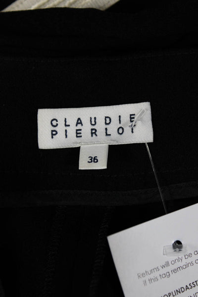 Claudie Pierlot Womens Side Stripe High Rise Straight Leg Pants Black Size 36