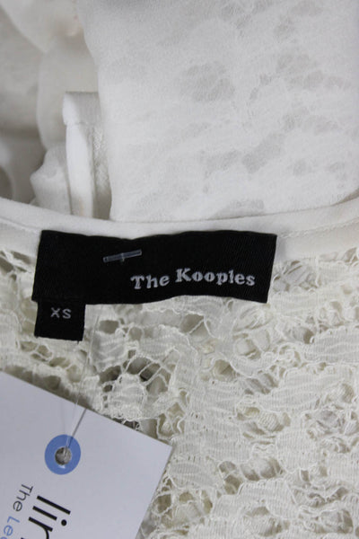 The Kooples Womens Lace Sleeveless Half Zip V-Neck Blouse Top White Size XS