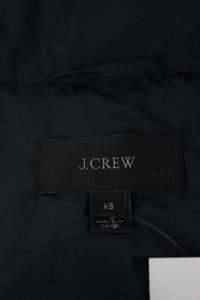 J Crew Womens Sleeveless Zipper Quilted Puffer Vest Navy Blue Gold Tone Size XS