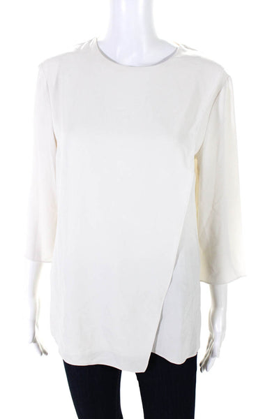 M.M. Lafleur Women's Long Sleeve Round Neck Basic Blouse Off White Size S