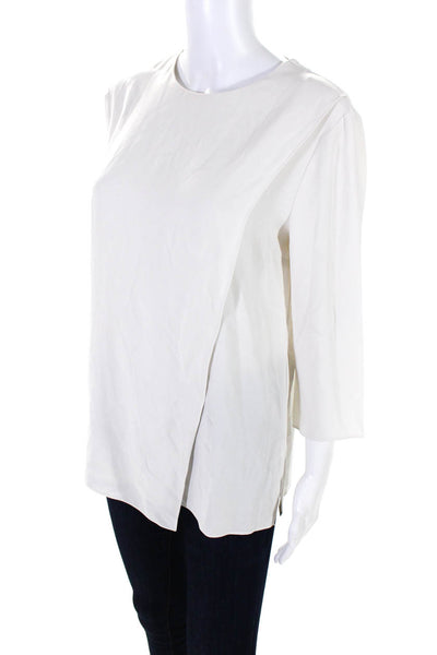 M.M. Lafleur Women's Long Sleeve Round Neck Basic Blouse Off White Size S