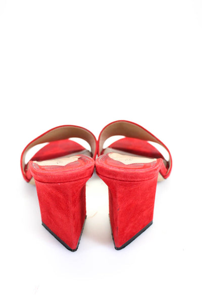 Tamara Mellon Women's Suede Open Toe Block Heel Mules Red Size 8