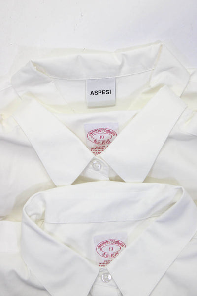 Aspesi Brooks Brothers Mens Button Front Collared Shirts White IT 46 10 Lot 3