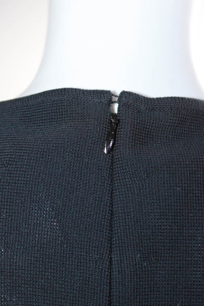 Giambattista Valli Womens Cotton Mesh Round Neck Peplum Blouse Black Size S