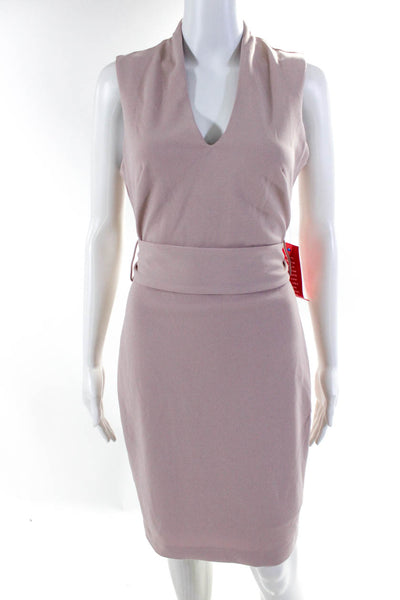 Belle Badgley Mischka Women's V-Neck Sleeveless A-Line Midi Dress Pink Size 2