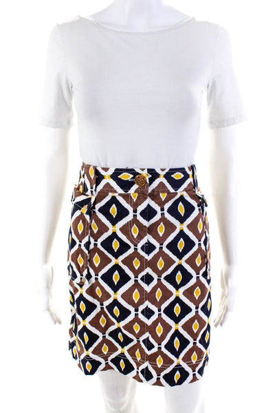Tory Burch Women's A-Line Abstract Print Mini Skirt Brown Size 8