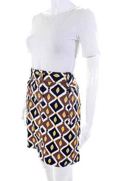 Tory Burch Women's A-Line Abstract Print Mini Skirt Brown Size 8