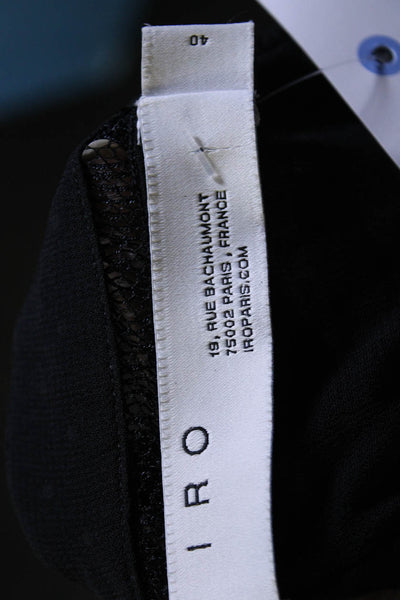 IRO Womens Black Polka Dot Print V-Neck Side Zip 3/4 Sleeve Shift Dress Size 42