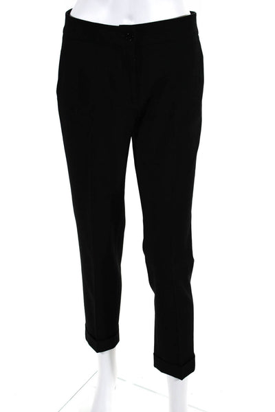 Etro Women's Flat Front Two Pockets Straight Leg Cuff Hem Dress Pant Black 38