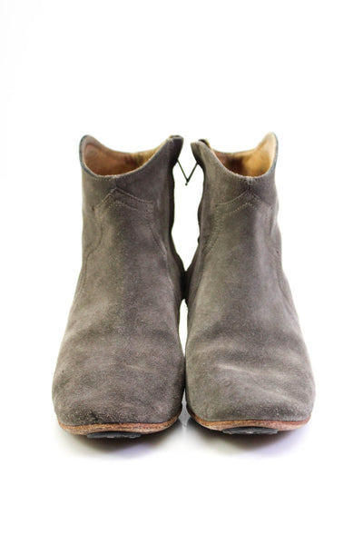 Etoile Isabel Marant Womens Suede Round Toe Side Zip Booties Gray Size 38 7