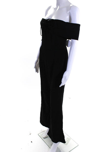 About Us Women's Off Shoulder Halter Neck Straight Leg Jumpsuit Black Size S