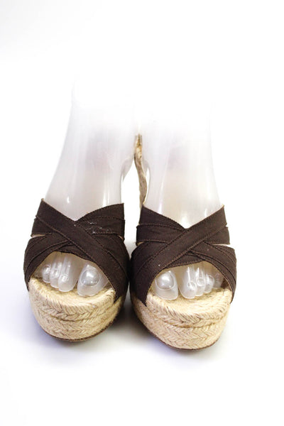 Stubbs & Wootton Women's Espadrille Platform Wedge Sandals Brown Size 40