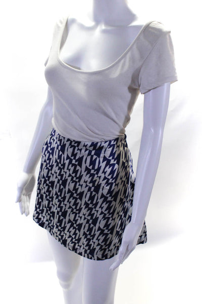 Baar & Bass Women's Silk Low Rise Zip Up Abstract Mini Skirt White Size 2