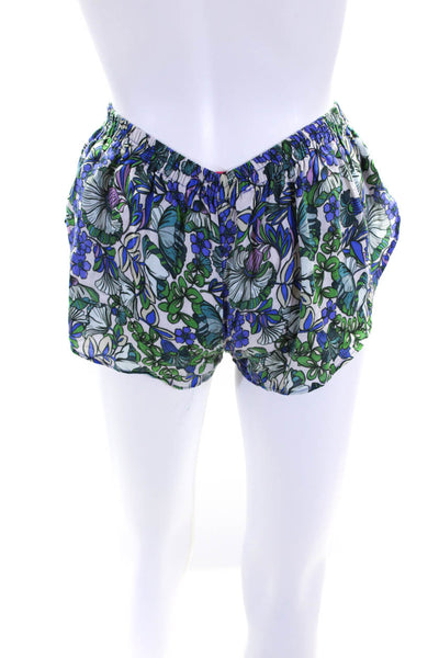 Vanita Rosa Women's Low Rise Floral  Studded Mini Shorts Green Size M