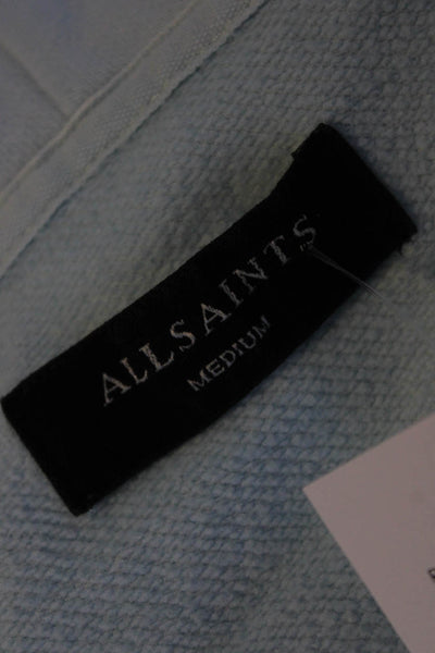 Allsaints Women's Cotton Long Sleeve Full Zip Hoodie Blue Size M