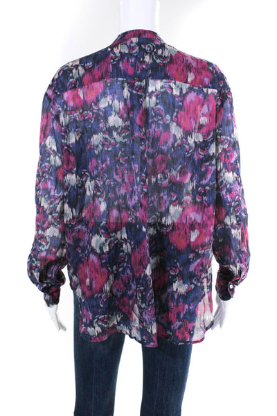 Etoile Isabel Marant Womens Abstract Floral Button Down Shirt Blue Pink Size 36