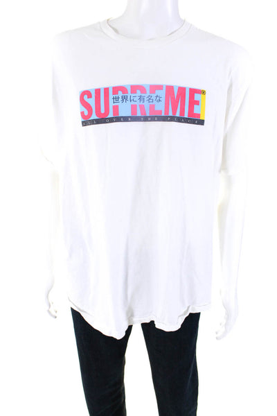 Supreme Men's Crewneck Short Sleeves Graphic T-Shirt White Size XL