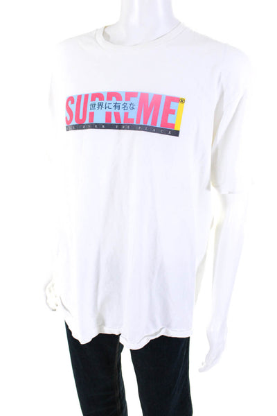 Supreme Men's Crewneck Short Sleeves Graphic T-Shirt White Size XL
