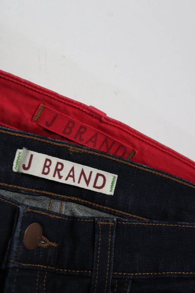 J Brand Womens High Rise Dark Wash Skinny Jeans Pants Blue Red Size 30 31 Lot 2