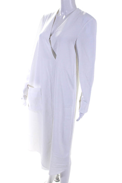 Tibi Women's Long Sleeve V-Neck Pullover Oversized T-Shirt Dress White 4