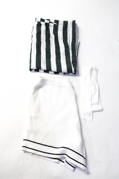 Sabo Women's High Rise Ribbed Stripped Knit Mini Shorts White S Lot 2