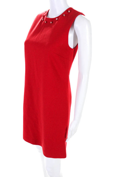 Christopher Kane Womens Wool Swarvoski Trim Sleeveless A-Line Dress Red Size 6