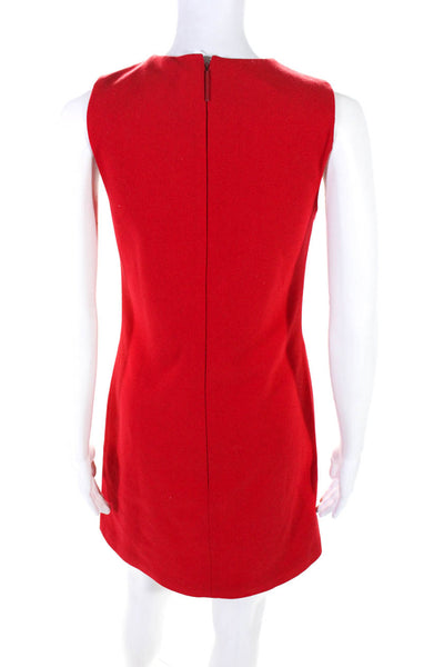 Christopher Kane Womens Wool Swarvoski Trim Sleeveless A-Line Dress Red Size 6