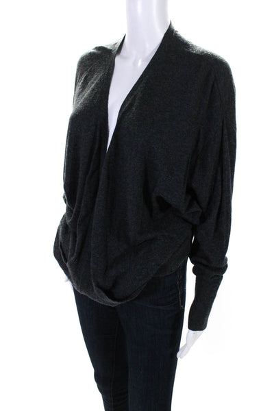 Elizabeth and James Womens Zip Up Long Sleeve Cardigan Sweater Charcoal Size M