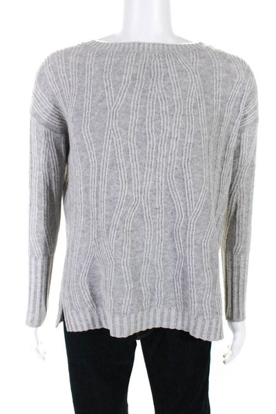Vince Mens Striped Ribbed Hem Crew Neck Long Sleeve Pullover Sweater Gray Size S