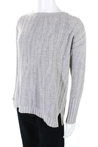 Vince Mens Striped Ribbed Hem Crew Neck Long Sleeve Pullover Sweater Gray Size S