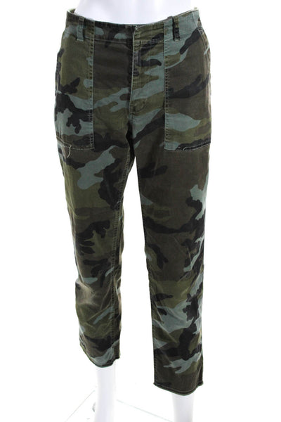 Nili Lotan Women's Low Rise Camouflage Starlight Leg Denim Jeans Green Size 8