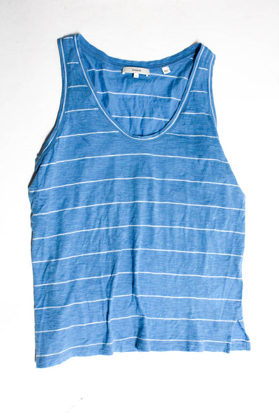 Vince Women's Cotton Sleeveless Striped Tank Top Blue Size L, Lot 2