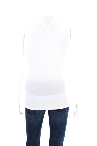 L'Agence Women's Sleeveless Wrap V Neck Rib Knit Top White Size S