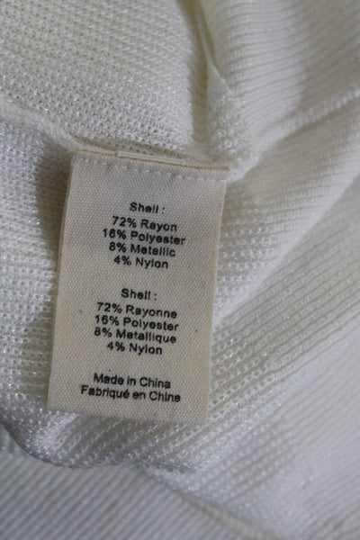 L'Agence Women's Sleeveless Wrap V Neck Rib Knit Top White Size S
