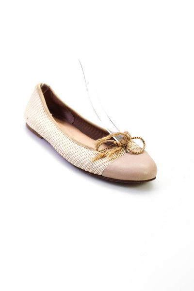 FS/NY Women's Round Toe Bow Ballet Flats Shoe Beige Size 8.5