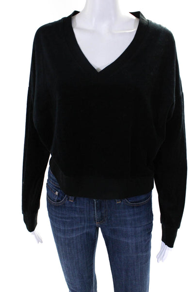 IRO Womens Cotton Studded Long Sleeve Ribbed Elastic Hem Sweatshirt Black Size M