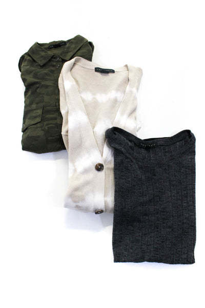 Sanctuary Womens Button Stripe Textured Cardigan Blouse Green Size XS S Lot 3