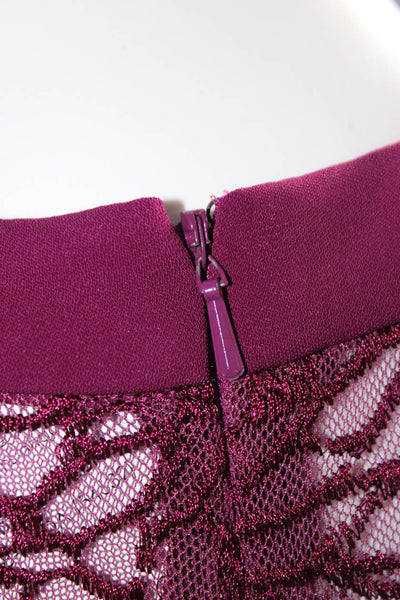 Jay Godfrey Womens Floral Lace Half Sleeved Knee Length Dress Purple Size 2