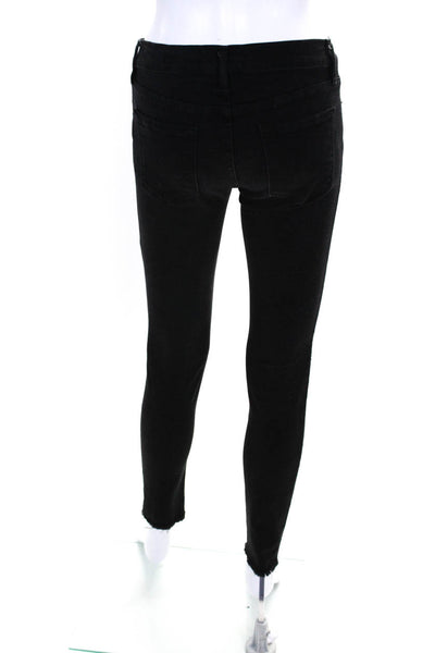 Frame Denim Women's Distressed Mid Rise Skinny Jeans Black Size 25