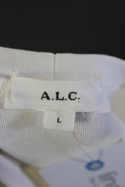 ALC Women's Cotton Blend Puff Sleeve Crewneck Top White Size L