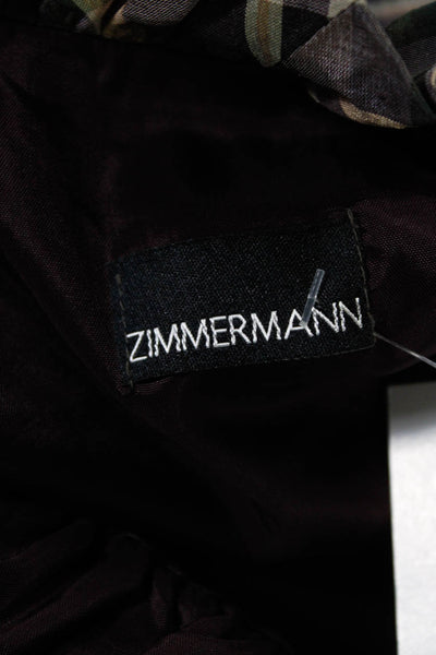 Zimmermann Womens Plaid Print Ruffled Hem Above Knee Dress Multicolor Size M