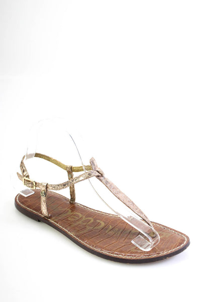 Sam Edelman T Strap Round Toe Flat Sandals Beige Size 7.5