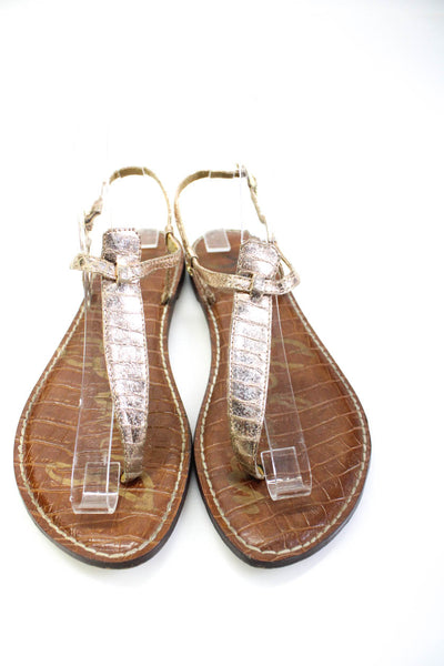 Sam Edelman T Strap Round Toe Flat Sandals Beige Size 7.5