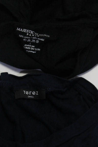 Majestic Filatures Terez Womens Cotton Drape Back Slit Tops Black Size 1 S Lot 2