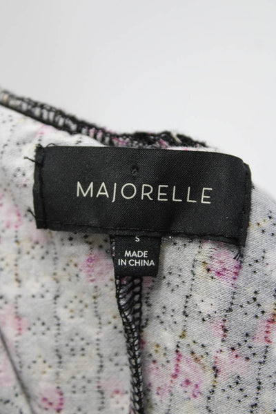 Majorelle Womens Floral Print Drawstring Shorts Black Size Small