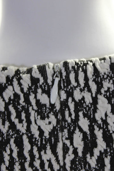 J. Mclaughlin Women's Round Neck Short Sleeves Midi Shift Dress Black White XS
